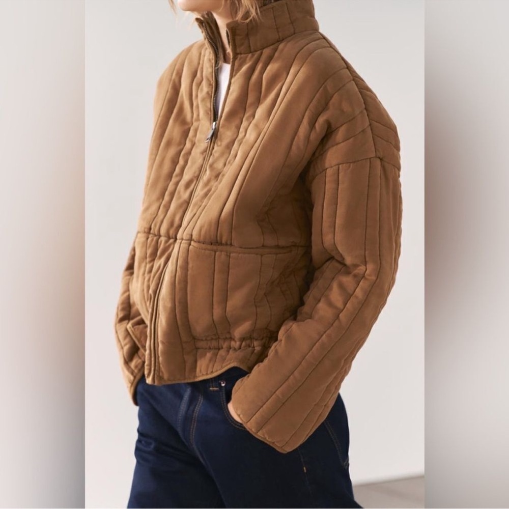 Zara ZW Collection Wash Effect Quilted Jacket